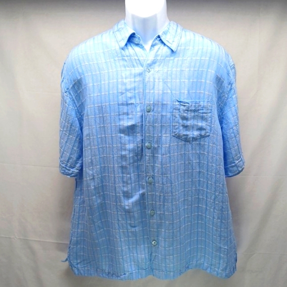 Cubavera XL Casual Button Down Shirt Linen/ Rayon Blue Men's Short Sleeve....... - Picture 1 of 10